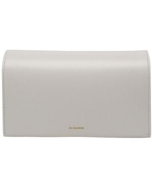 Jil Sander Logo Embossed Foldover Crossbody Bag - Grey