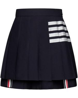 Thom Browne 4-Bar Striped Pleated Mini Skirt - Blue