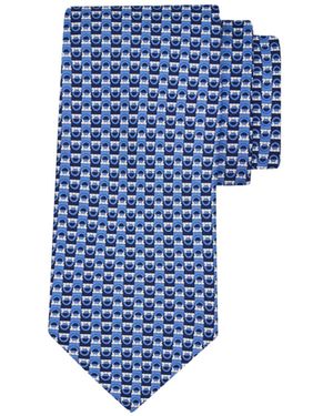 Ferragamo Ferragamo Gancini Bicolour Print Tie - Blue