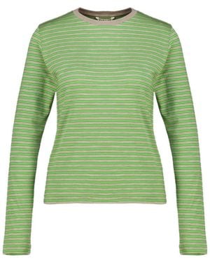 AURALEE Striped Long-Sleeve T-Shirt - Green