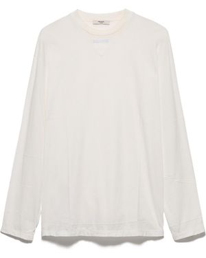 Prada Long-Sleeved Garment-Dyed Jersey T-Shirt - White