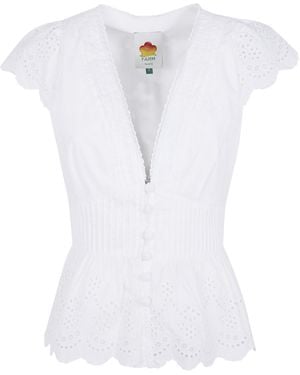 FARM Rio Embroidered Lace Blouse - White