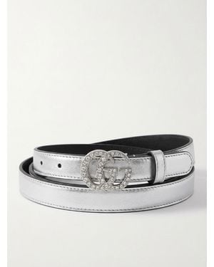 Gucci Gg Embellished Buckle Belt - Metallic