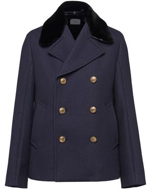 Prada Double-Breasted Coat - Blue