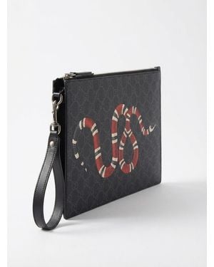 Gucci Gg Pouch With Kingsnake - Black