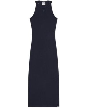 Courreges Buckle-Detail Ribbed-Knit Midi Dress - Blue