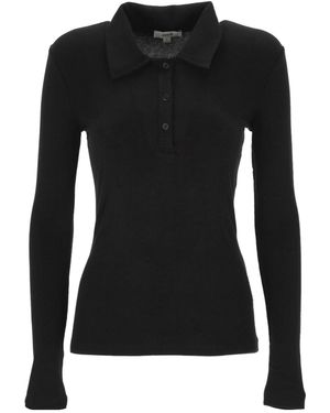 Agolde Collared Long-Sleeve Top - Black