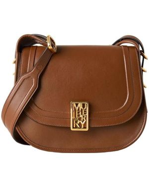 Mulberry Logo-Plaque Leather Satchel Bag - Brown