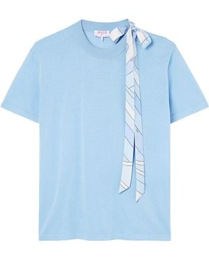 PUCCI Lace-Up Detail T-Shirt - Blue