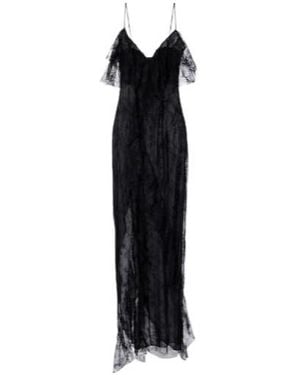 Blumarine Ruffled Sheer Lace Gown - Black