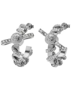 Versace Embellished Round Earrings - White