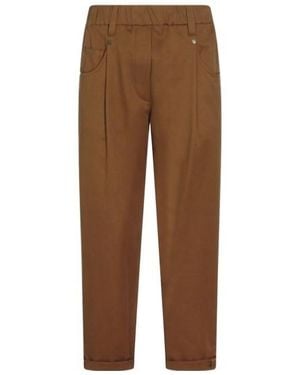 Brunello Cucinelli Elasticated Waistband Cropped Pants - Brown