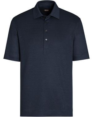 ZEGNA Linen Polo Shirt - Blue