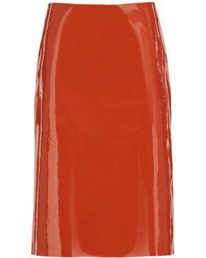 Ferragamo Patent Leather Pencil Skirt - Orange