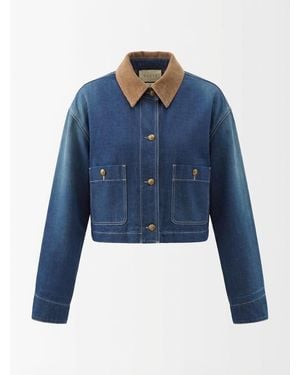 Gucci Corduroy Collar Denim Jacket - Blue