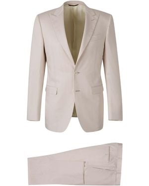 Canali Plain Suit Set - Natural