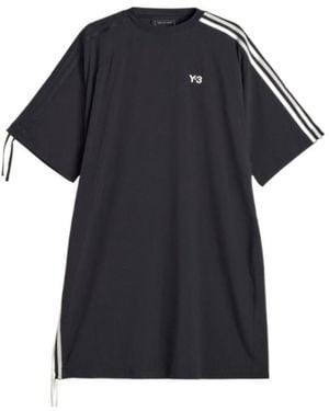 Y-3 Cinch 3 Stripes Oversized T-Shirt Dress - Black