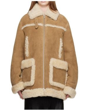 Maison Margiela Shearling Caban - Natural