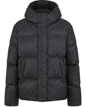 Dior Oblique Hooded Quilted Down Jacket - Black