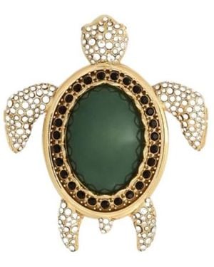 Dolce & Gabbana Turtle-Shaped Embellished Brooch - Metallic