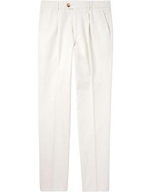 Brunello Cucinelli Pleated Cotton Pants - White