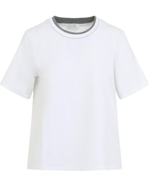 Peserico Contrast Trim T-Shirt - Blue