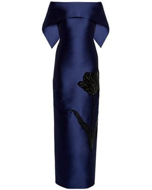 Erdem Embellished Mikado Off-The-Shoulder Gown - Blue