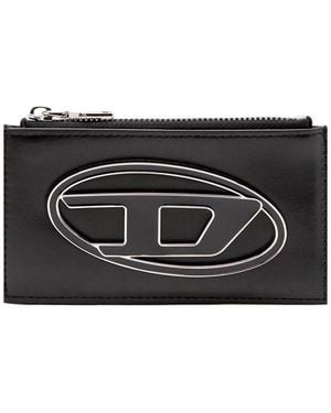 DIESEL Smooth Leather Zip Card Holder - Black