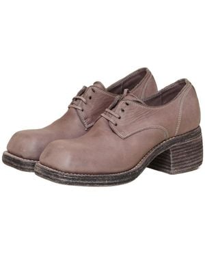Guidi Tie Business Dress Shoes With Thick Heels - Brown