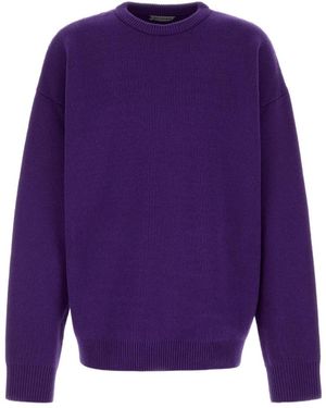 Balenciaga Crewneck Knitted Jumper - Purple