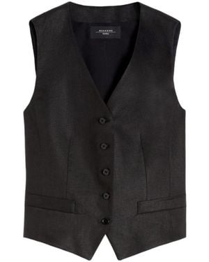 Weekend by Maxmara Button V-Neck Waistcoat - Black