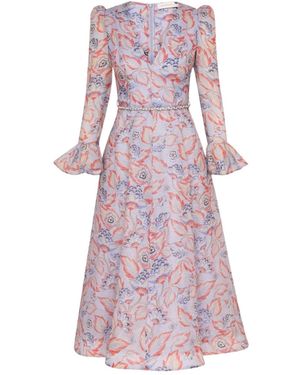 Zimmermann Eden Long-Sleeved Mid-Length Dress - Purple
