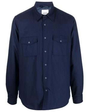 Aspesi Press-Stud Fastened Long-Sleeved Shirt - Blue