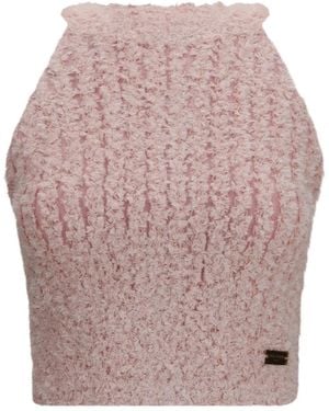 Balmain Textured Rear Zipped Knitted Top - Pink