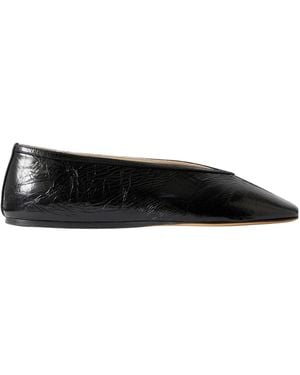 Le Monde Beryl Luna Crinkled-Leather Ballet Flats - Black