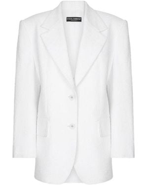 Dolce & Gabbana Single-Breasted Raschel Tweed Jacket - White