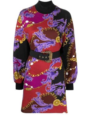 Versace Jeans Couture Couture Chain Couture Mock Neck Mini Dress - Red