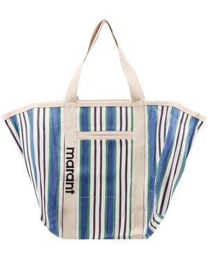 Isabel Marant Darwen Striped Top Handle Bag - Blue