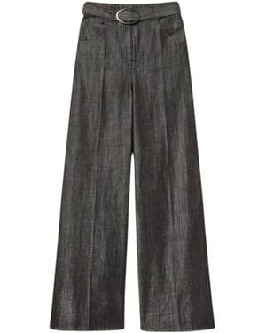 Twinset Pleated-Detail Denim Pants - Gray