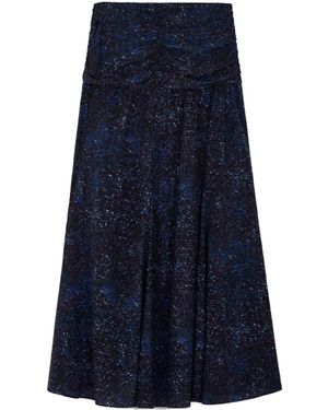 Isabel Marant Syana Gathered-Print Skirt - Blue
