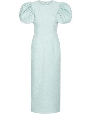 ROTATE BIRGER CHRISTENSEN Embossed Puff-Sleeve Dress - Blue