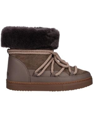 Inuikii Fleece-Trim Lace-Up Boots - Brown