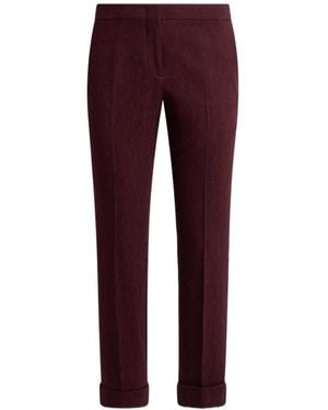 Etro Cropped Wool Jacquard Pants With Medallion Motif - Red