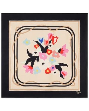Fendi Sunny Side Flowers Foulard - Black