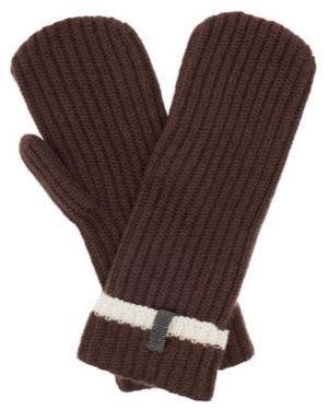 Brunello Cucinelli Monili-Striped Gloves - Brown
