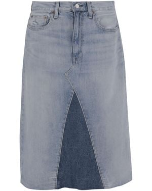 Polo Ralph Lauren Patchwork Denim Midi Skirt - Blue