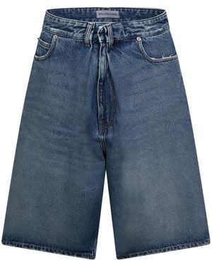 Balenciaga Retro-Style Denim Shorts - Blue