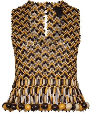 Bottega Veneta Colour Block Knitted Tops - Metallic