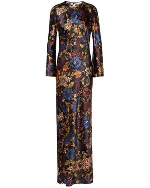 Veronica Beard Gemma Floral Silk-Blend Maxi Dress - White