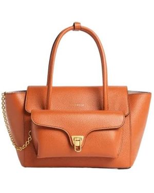 Coccinelle Flap Top Handle Tote Bag - Orange